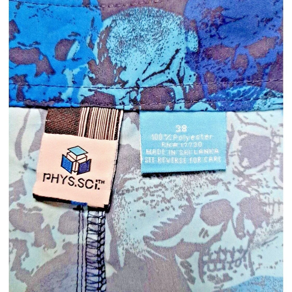 Phys Sci Apparel Board Shorts Men's Size 38 Unlined Blue Skulls Design Pre-owned